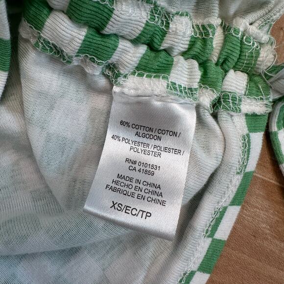 Mighty Fine Green Check St Patricks Day T-Shirt Womens XS Adjustable Tie Ruched - Picture 7 of 8